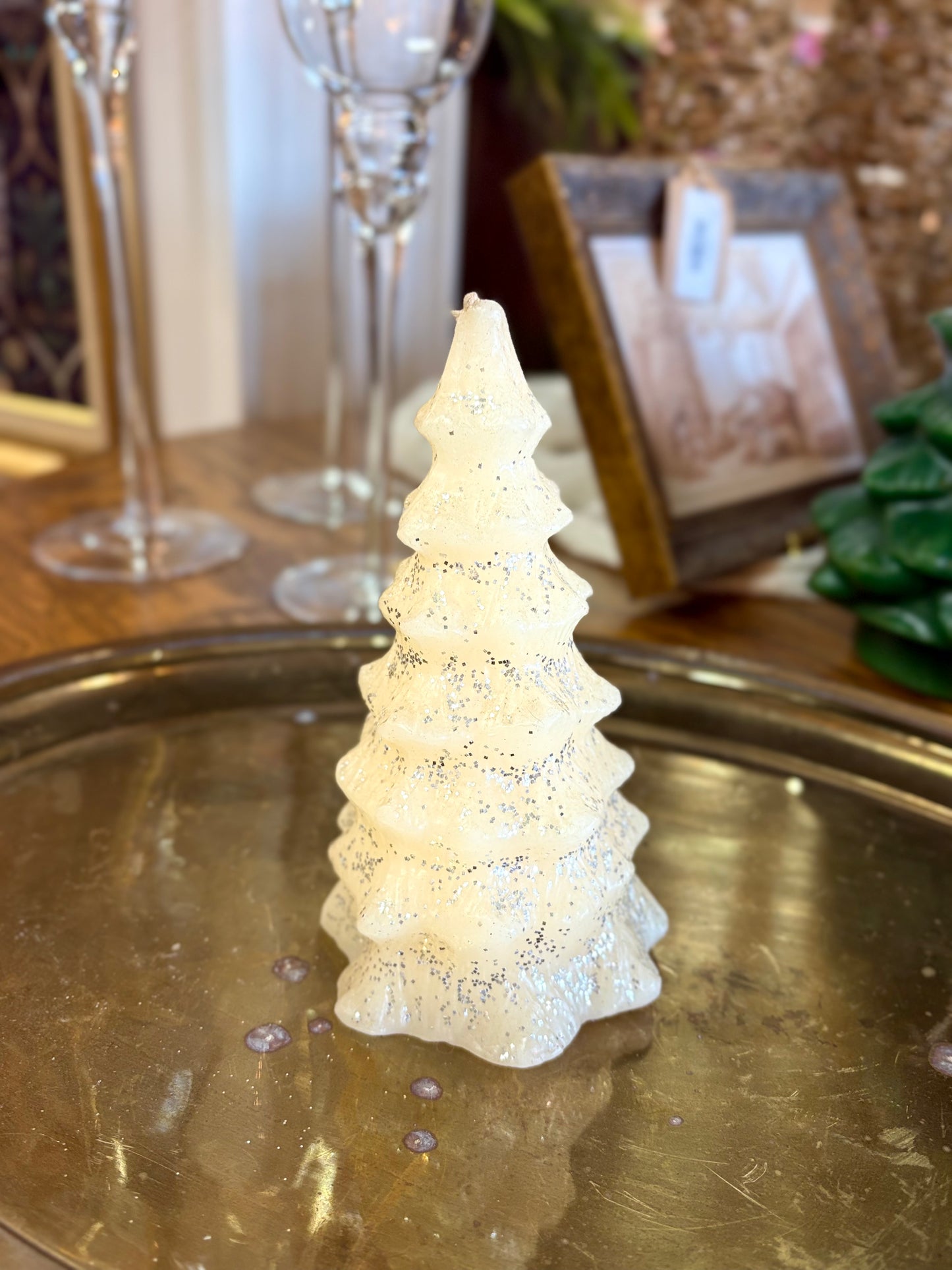 Cream Christmas Tree Candle