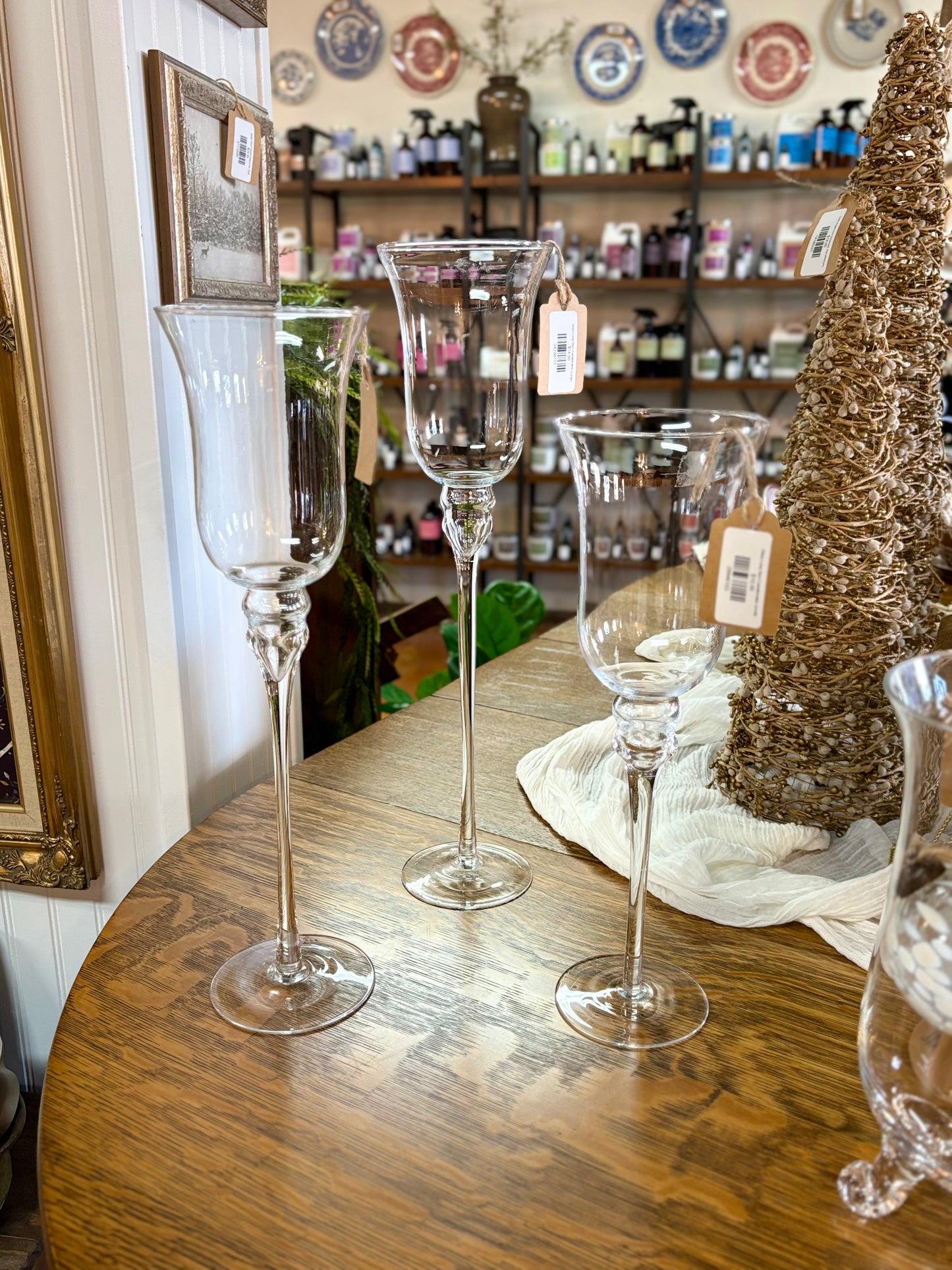 Glass Long Stem Candleholder