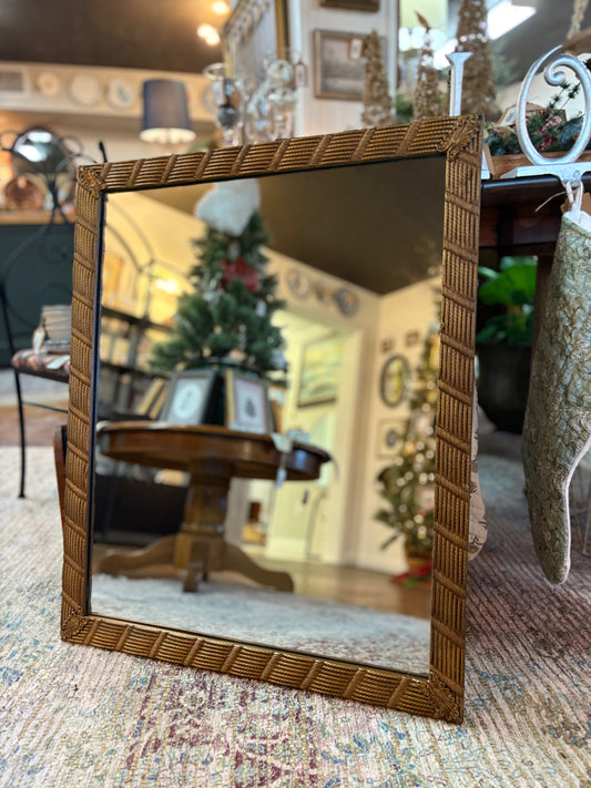 Vintage Gold Gilt Framed Mirror with Rope Detail