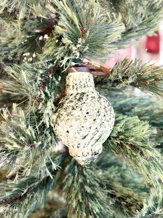 Antiqued Swirl Christmas Ornament 4.5 In - Green