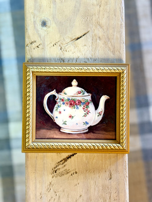 Vintage Framed Teapot Art