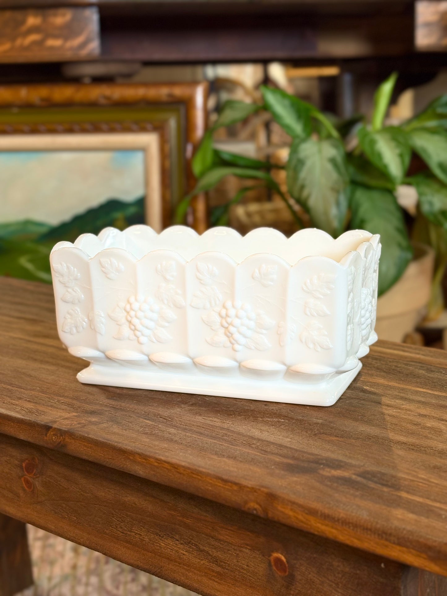 Westmoreland Milk Glass Planter with Grape Detail