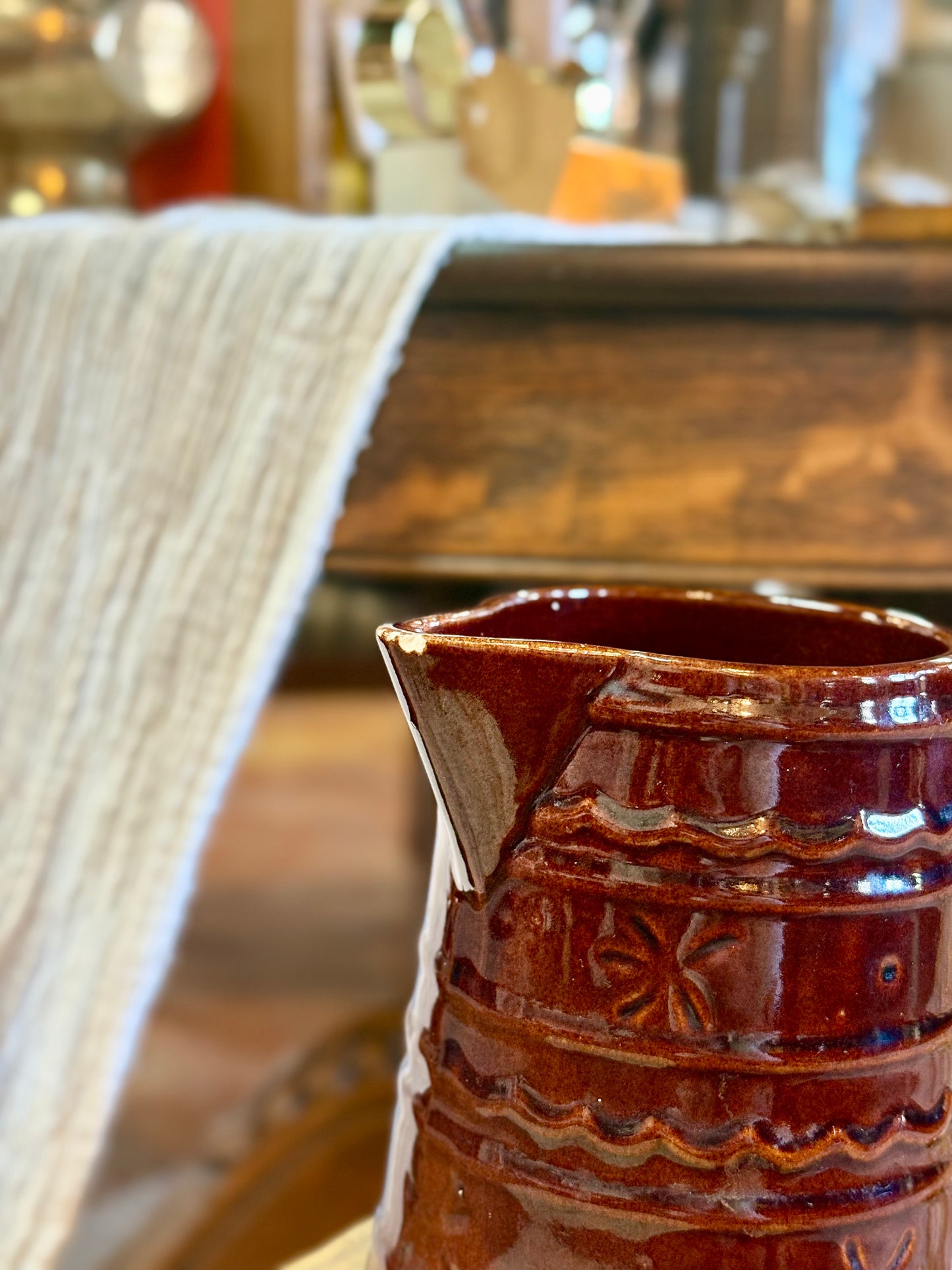 Vintage Marcrest Brown Stoneware Pitcher (S)