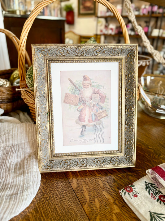 Neutral Santa Framed Antique Art: 8x10