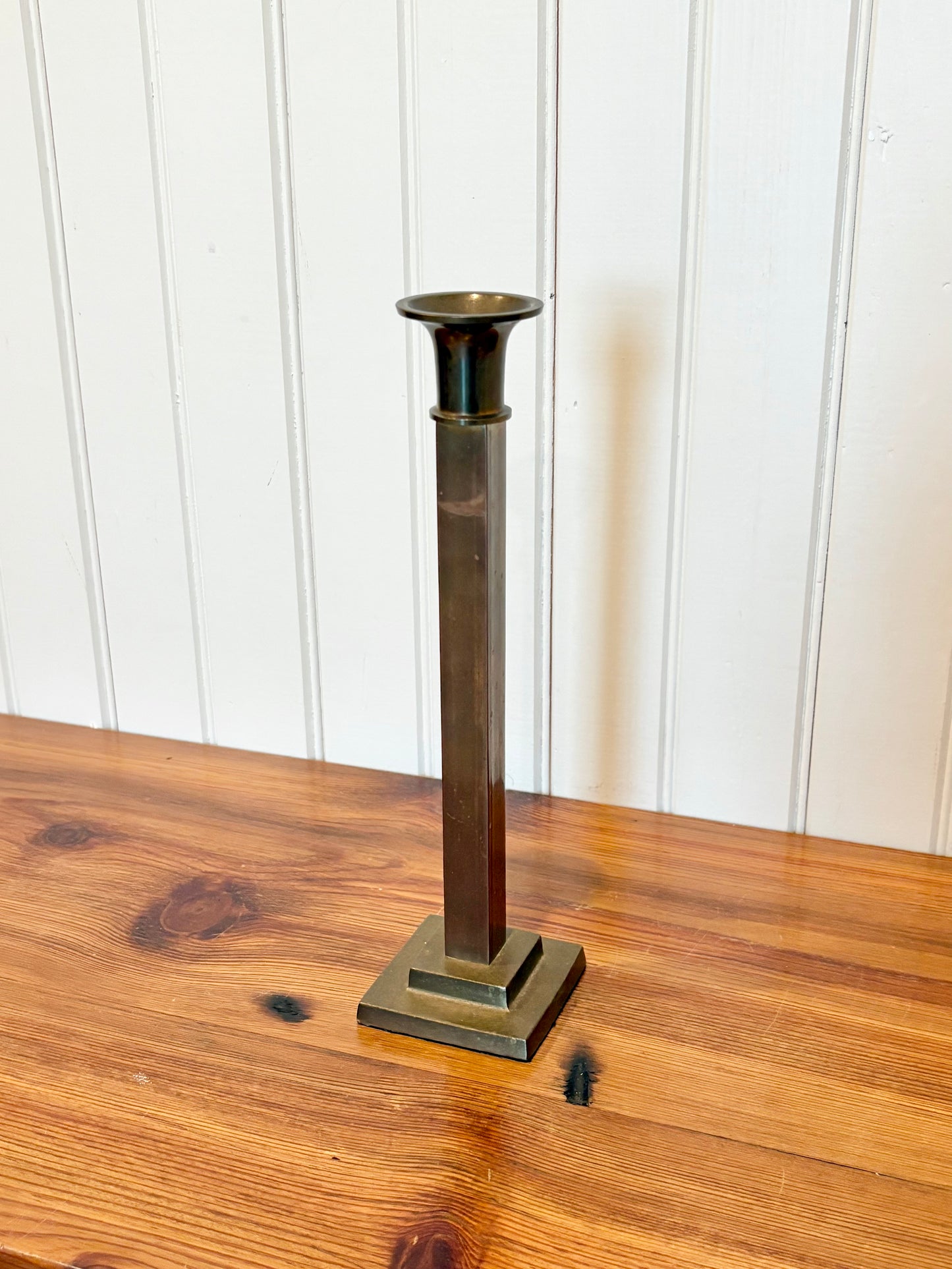 Brass Candlestick with Double Square Base (made in India)