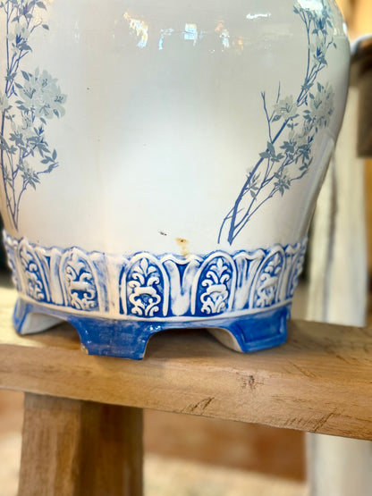 Vintage Japanese Inspired Blue & White Vase