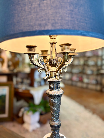 Vintage Ornate Candelabra Lamp with Fine Marble Base