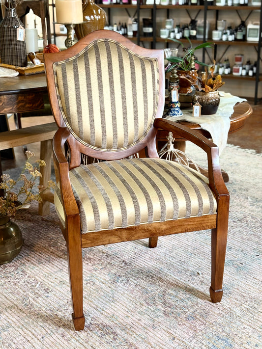 Shield-Back Striped Armchair