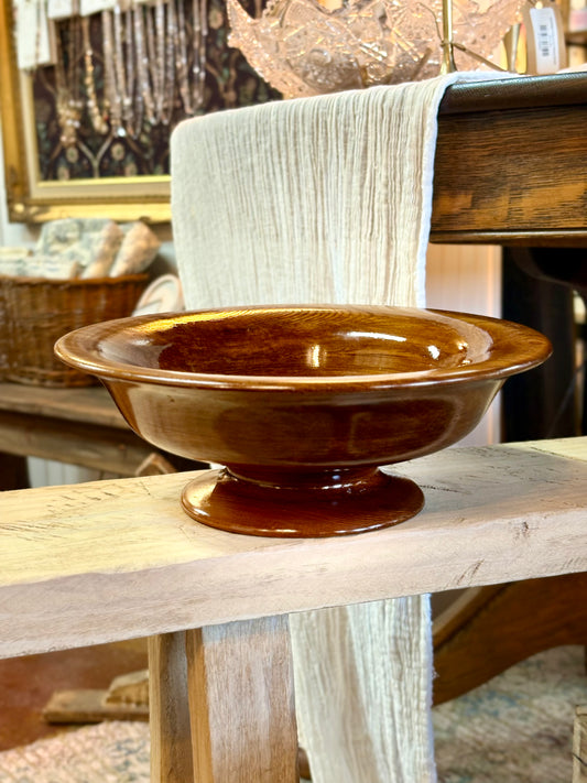 Handcrafted Wooden Pedestal Bowl