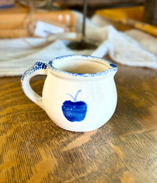 Vintage Blue & White Stoneware Creamer Pitcher