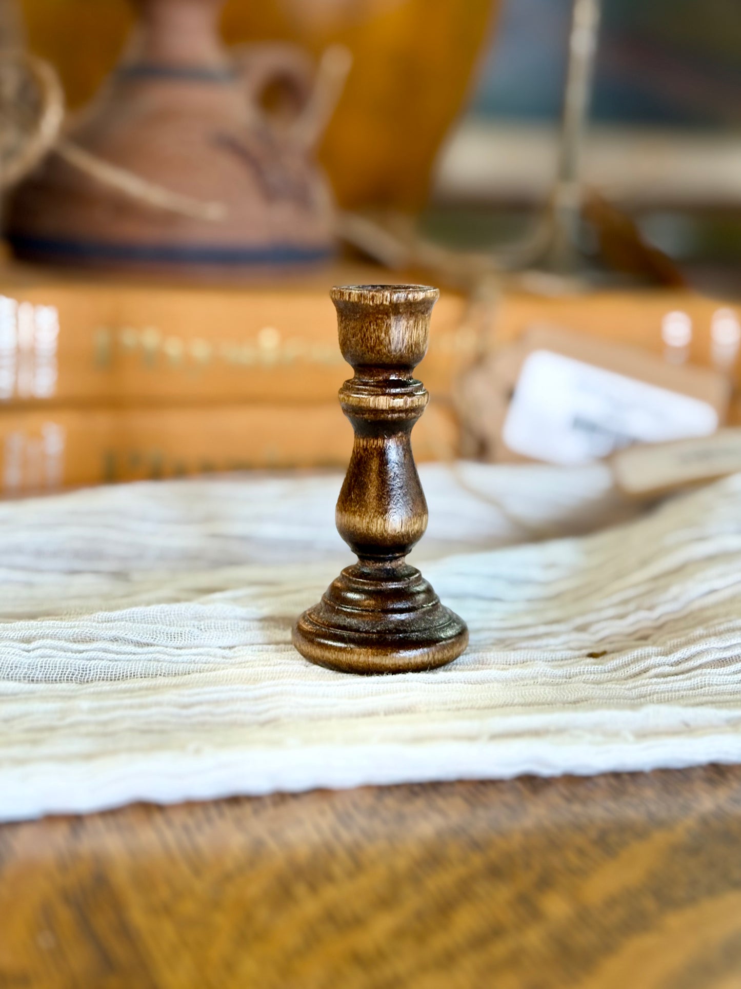 Vintage Mini Wooden Candlestick