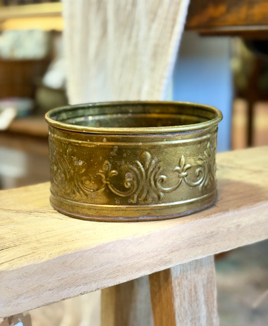 Brass Finish Oval Scroll Planter