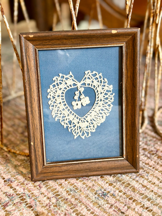 Vintage Heart Shaped Doily Wall Art