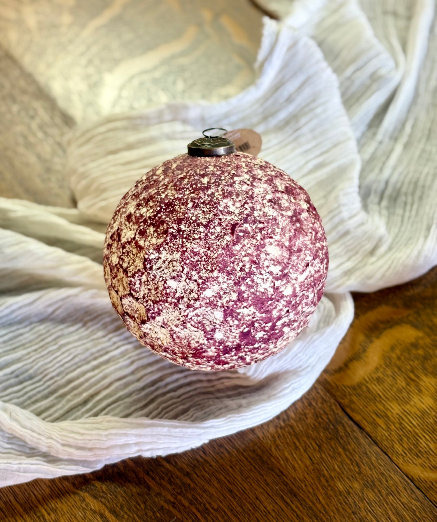 Antiqued Honeycomb Christmas Ornament 6 In - Red