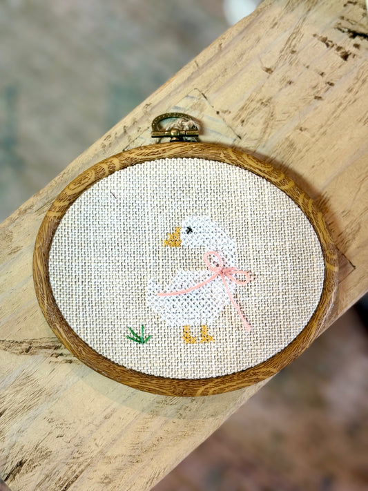 Hand Embroidered Framed Goose