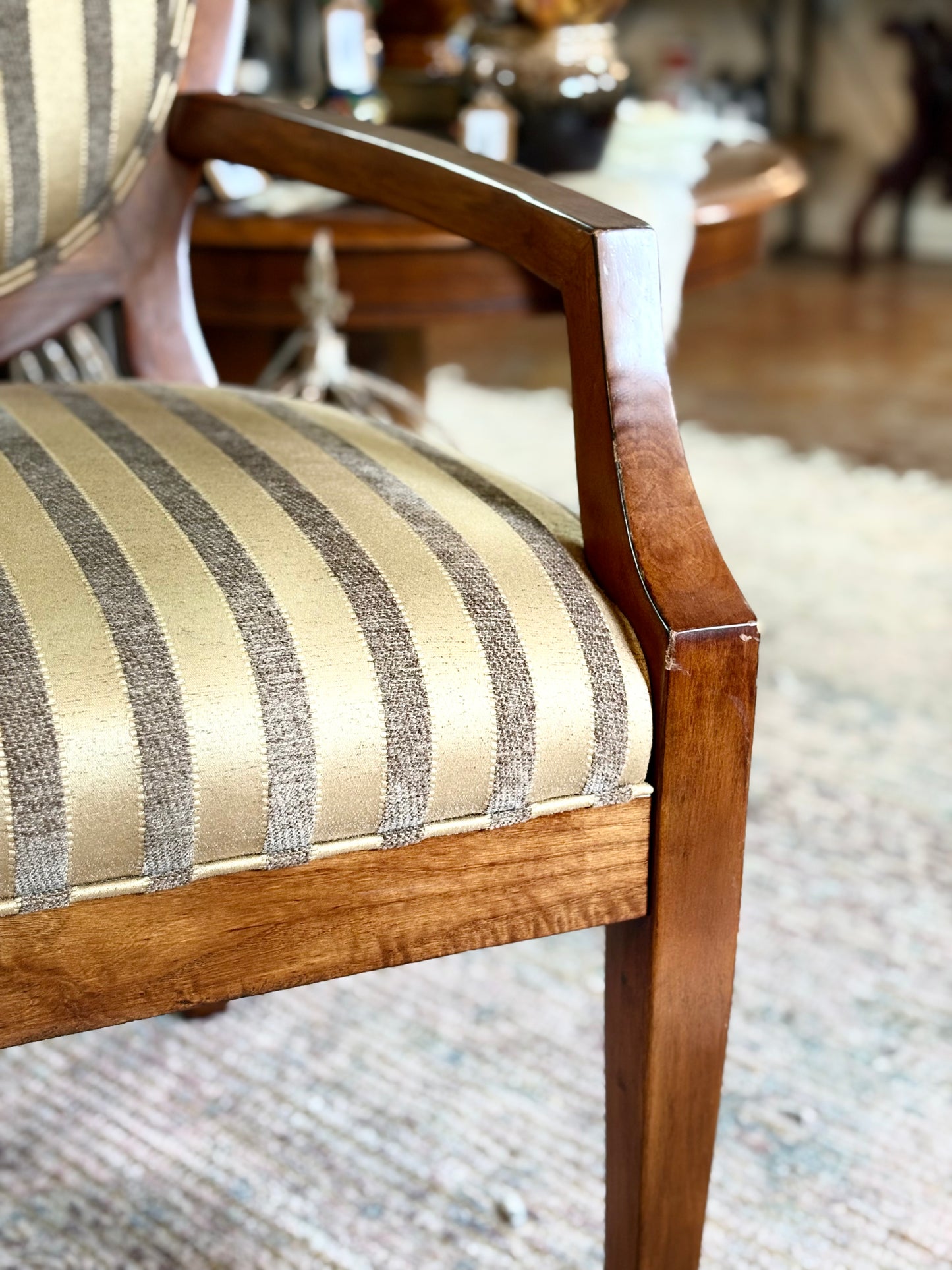 Shield-Back Striped Armchair