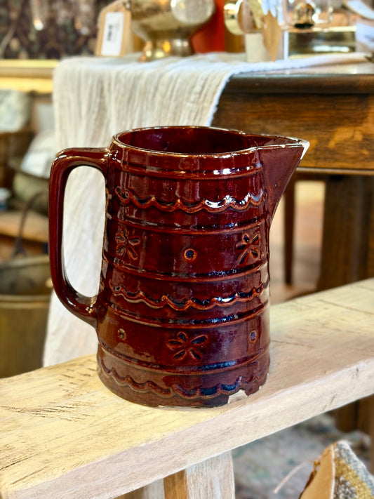 Vintage Marcrest Brown Stoneware Pitcher (L)