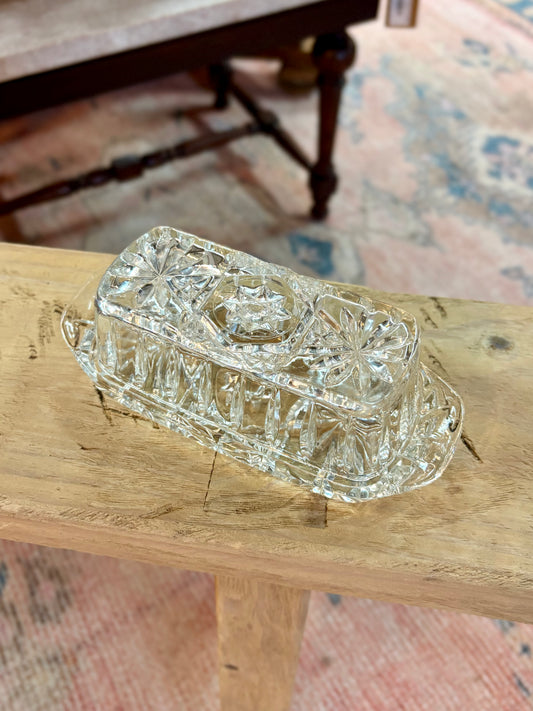 Vintage Glass Covered Butter Dish
