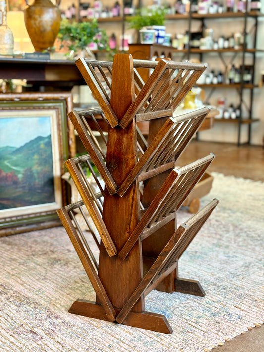 Vintage Wooden Spindle Magazine Rack