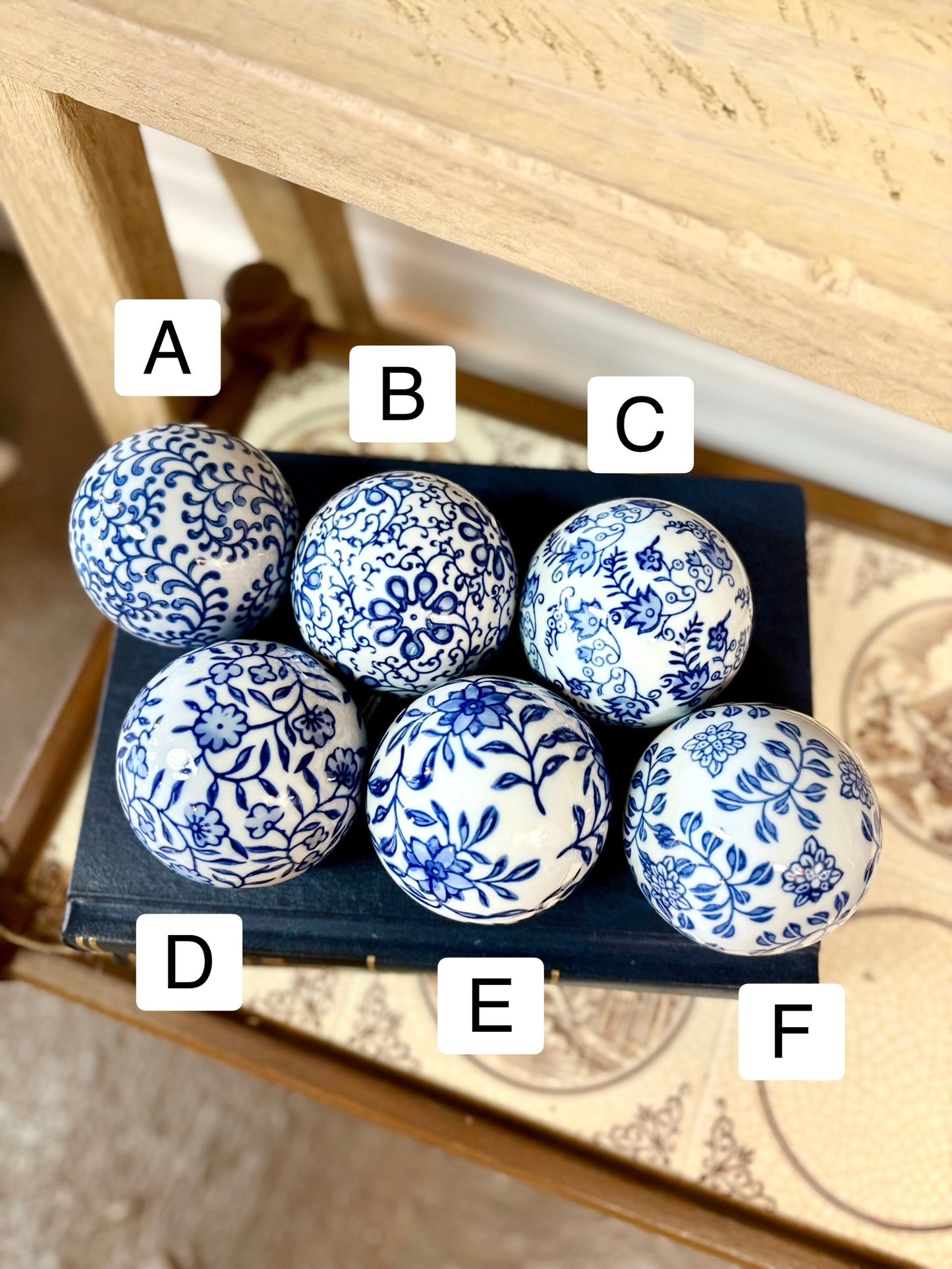 Blue & White Ceramic Decorative Ball