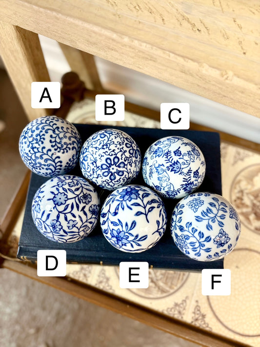 Blue & White Ceramic Decorative Ball