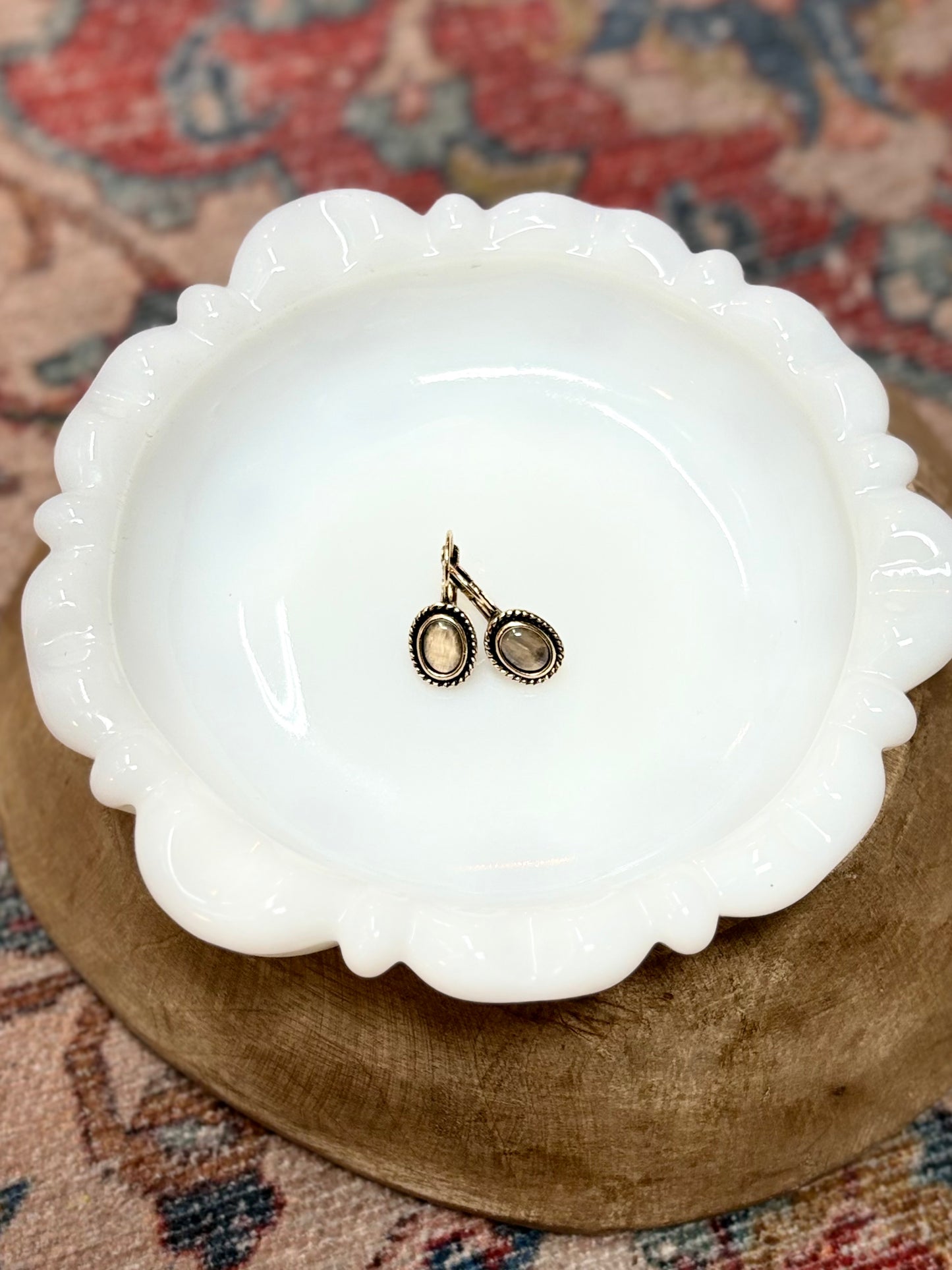 Silver Oval Dangle Earrings