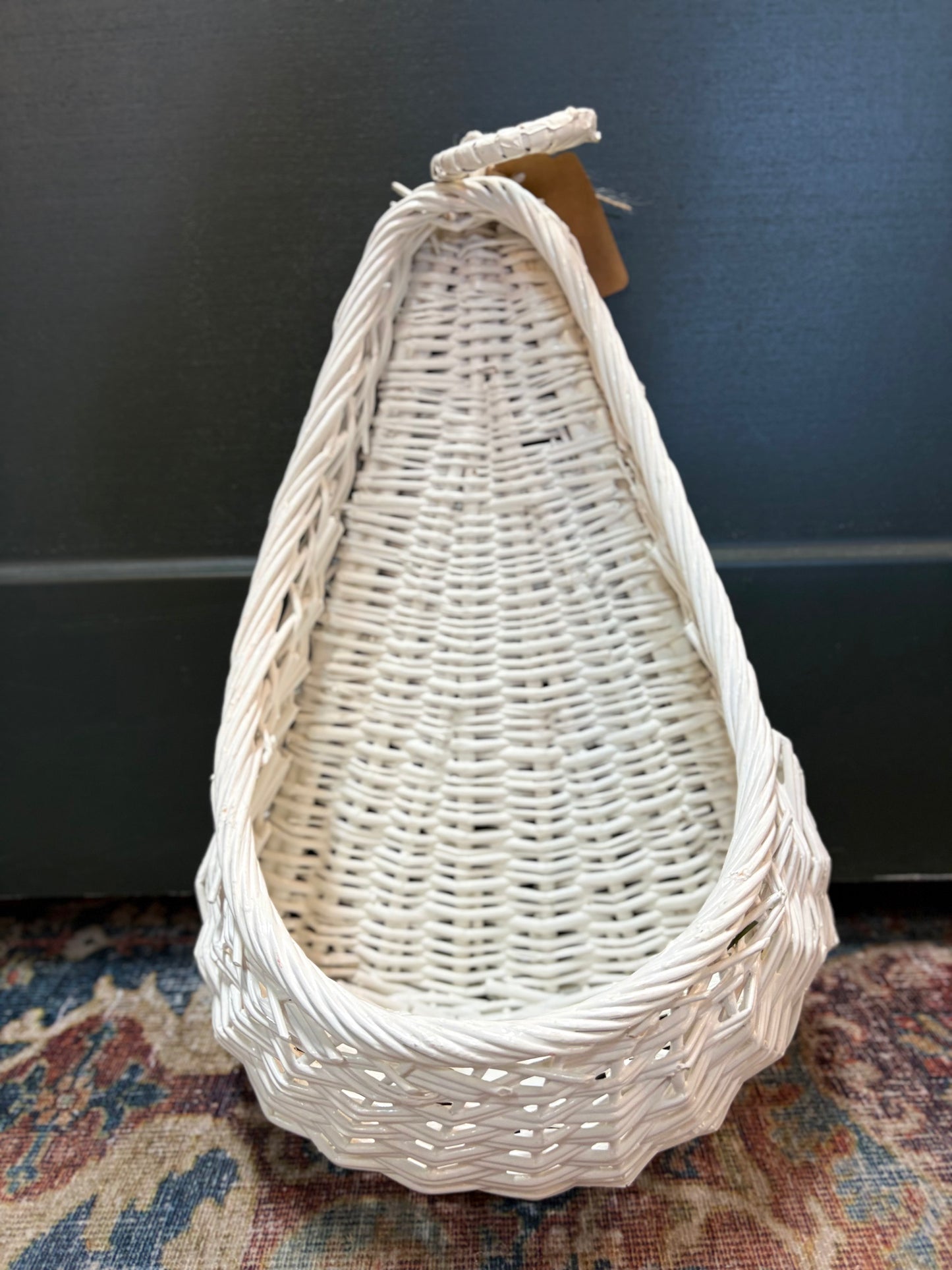 Vintage White Wicker Wall Basket
