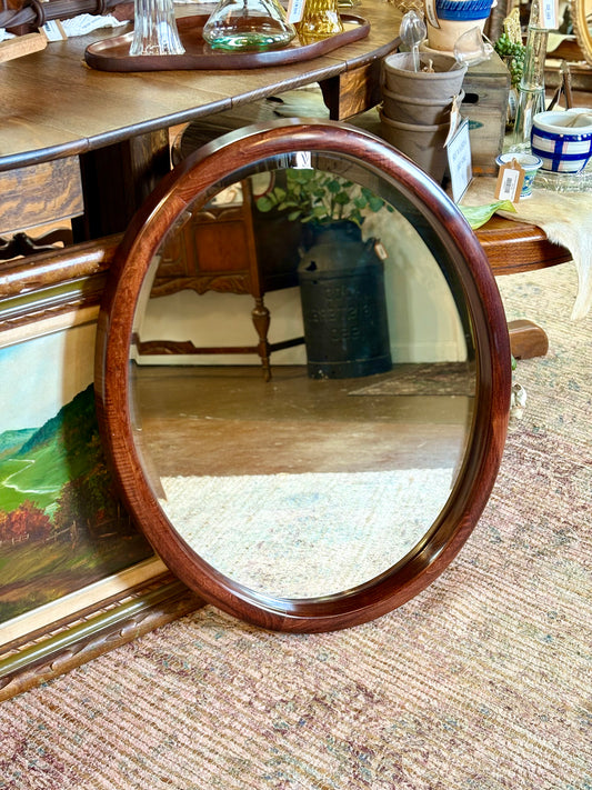 Wood Framed Beveled Oval Mirror 24x30