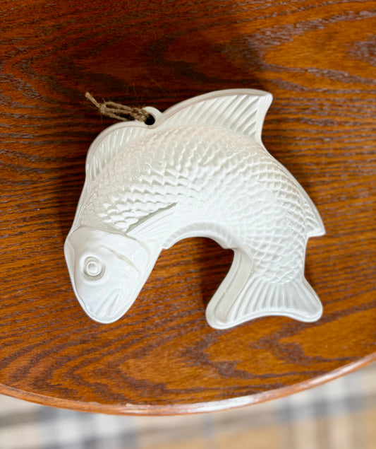 Vintage White Ceramic Fish Mold