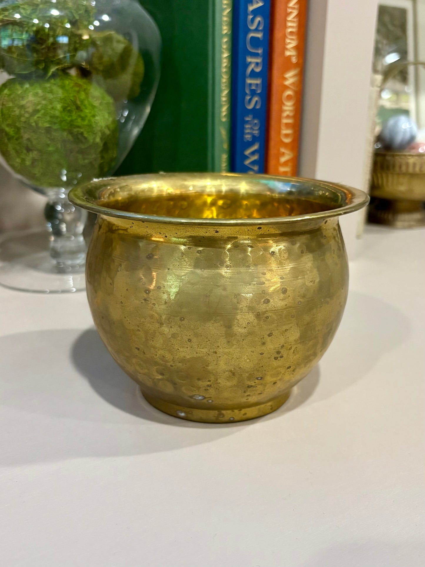 Vintage Hammered Brass Planter
