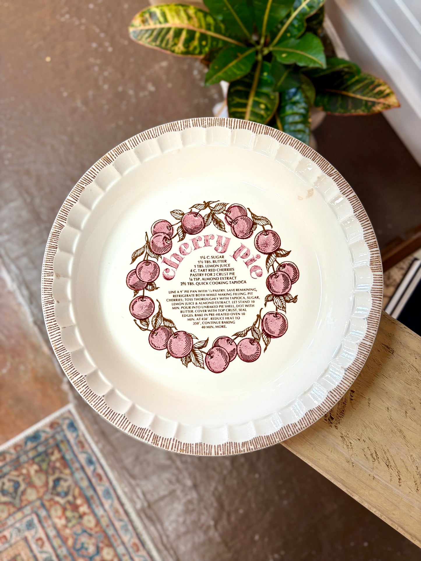 Vintage Cherry Pie Recipe Plate