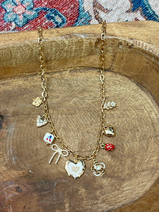 Charm Necklace Cherry/Bow