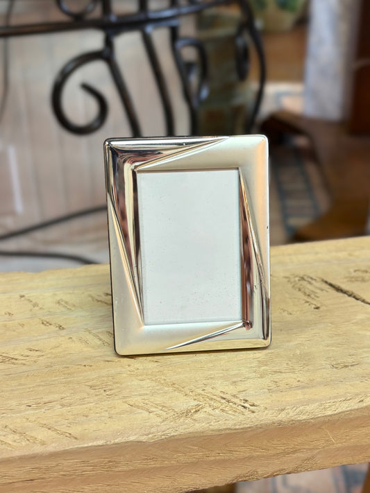 Miniature Silver-Tone 1.75 x 3 Frame with Geometric Lines