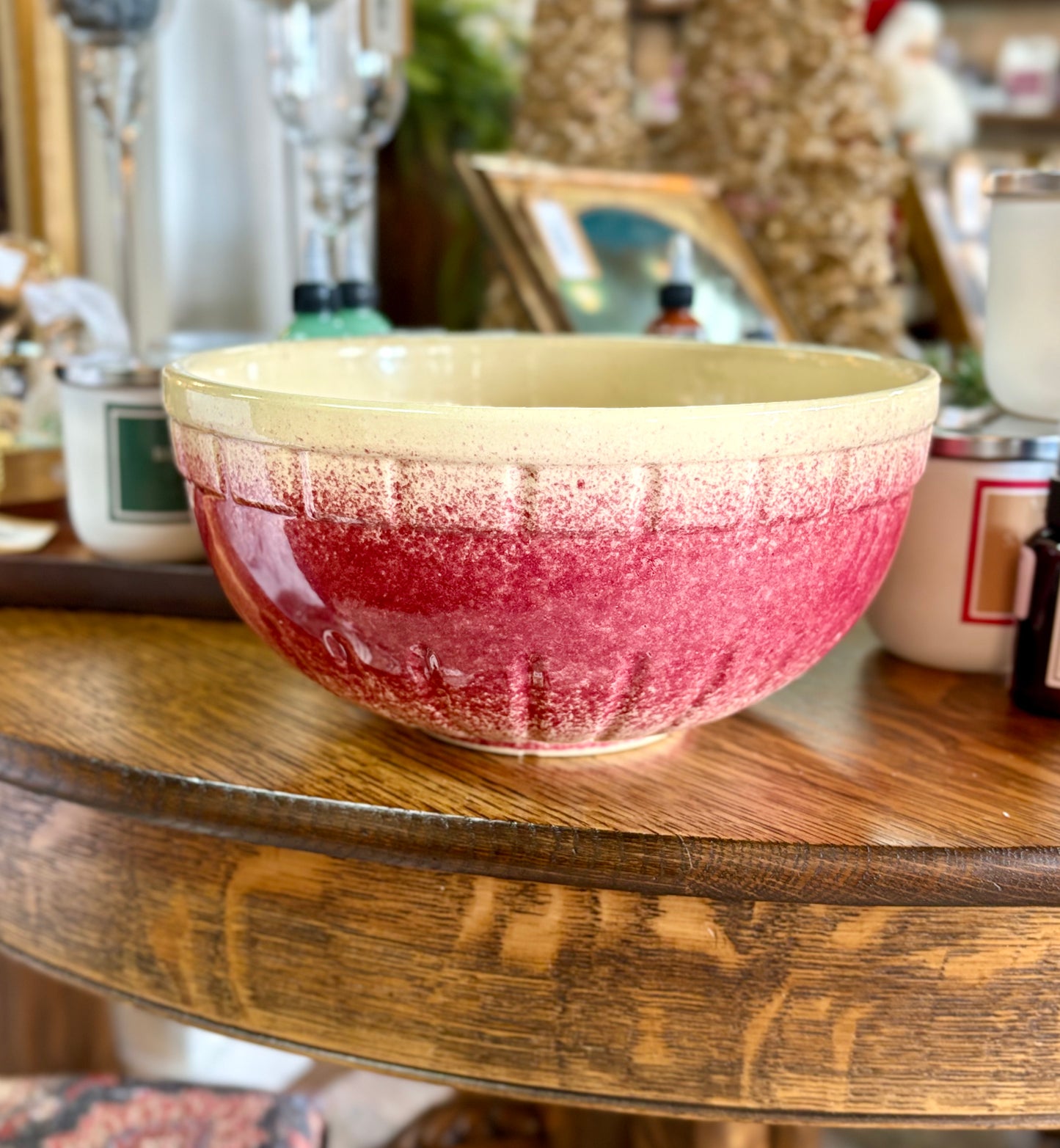 Vintage Red Stoneware Bowl