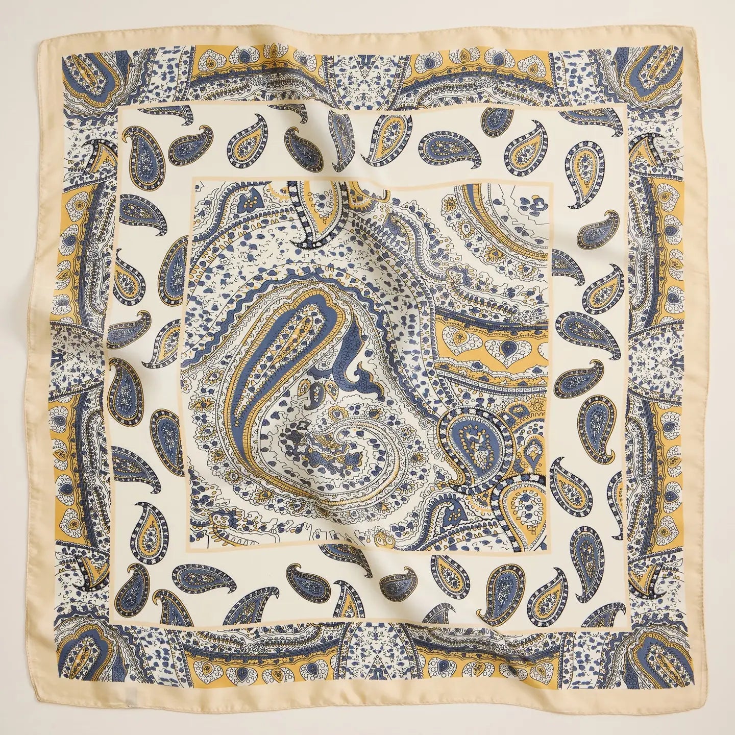 Paisley Ivory & Blue Scarf