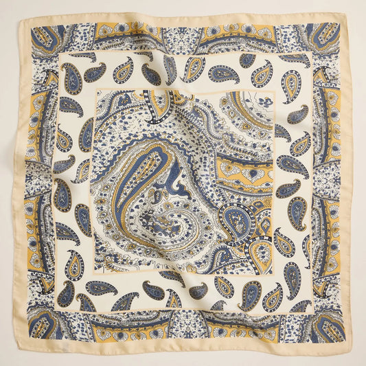 Paisley Ivory & Blue Scarf