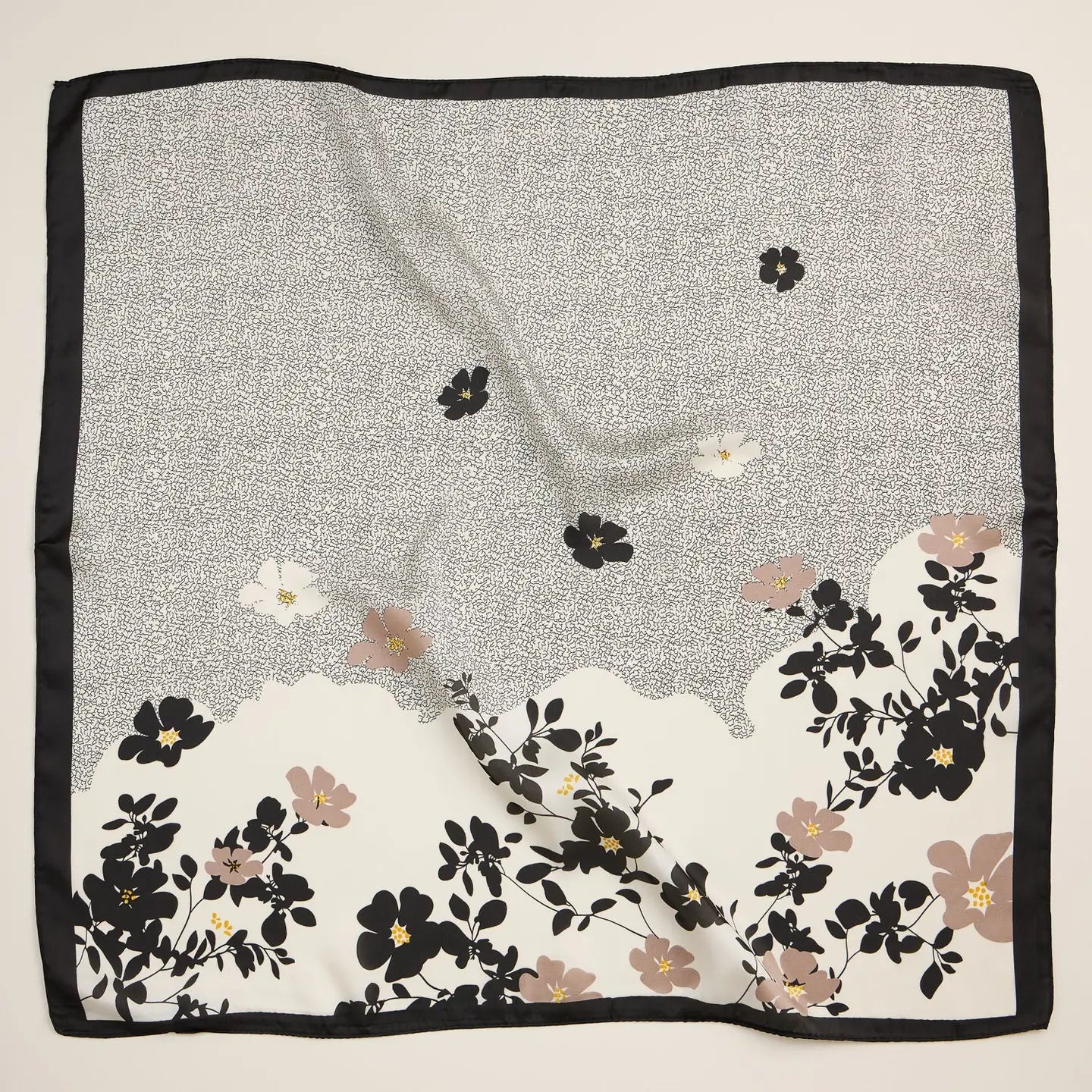 Minimalist Black Floral Scarf