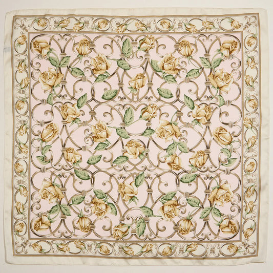 Pink Baroque Rose Print Scarf