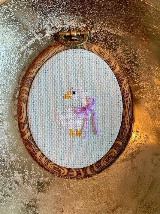 Hand Embroidered Framed Goose