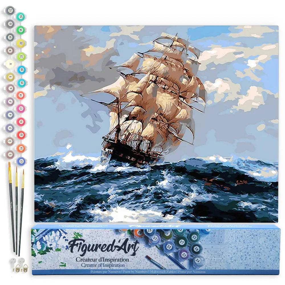 Figured Art Paint by Number- Sailboat and Storm